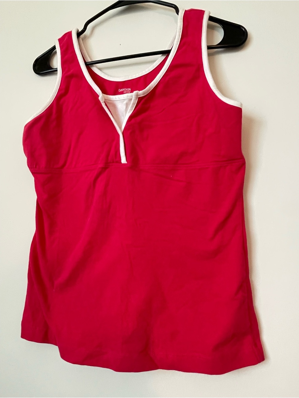 Danskin Pink White Athletic Top Large Y2K Women V Neck